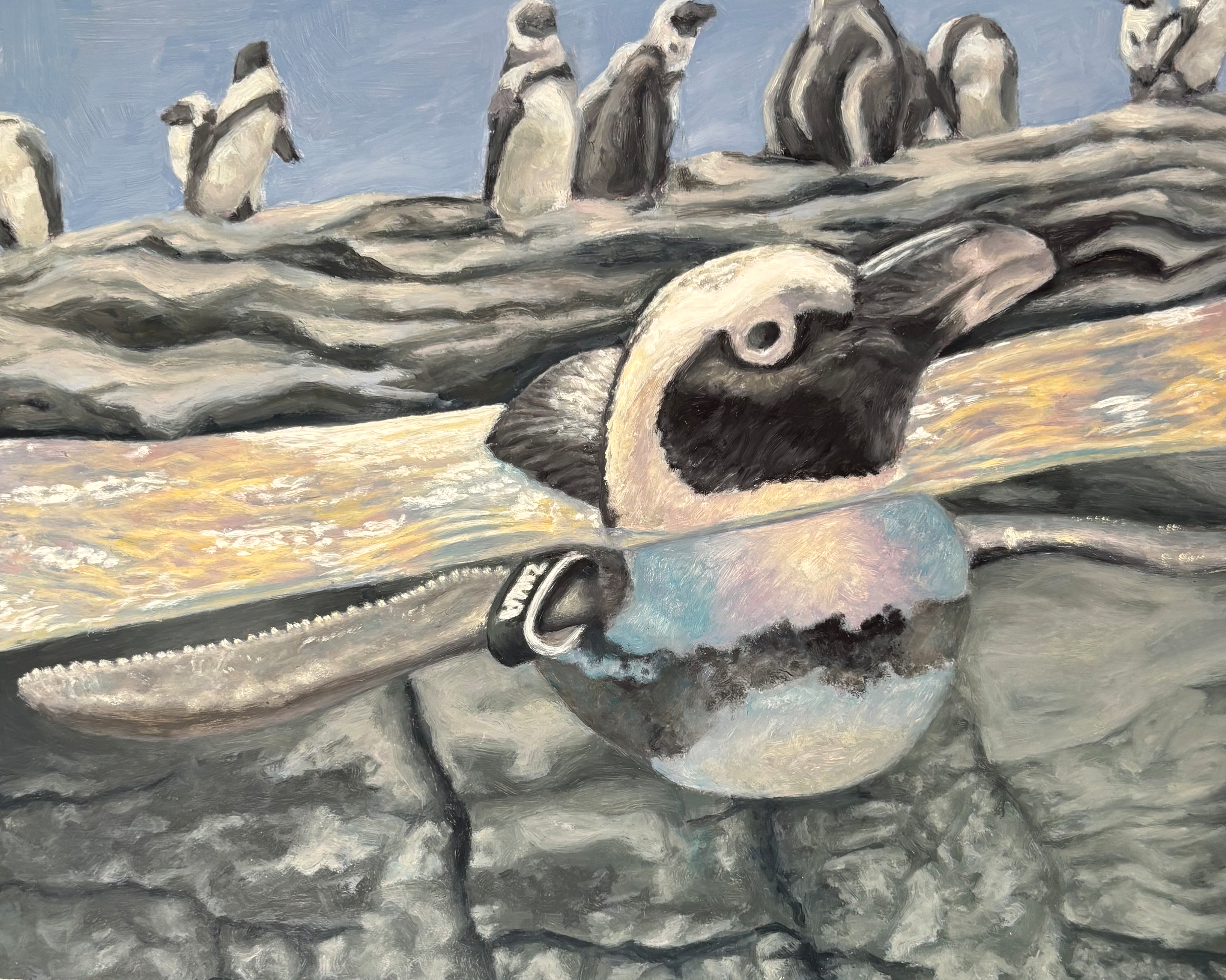 Penguin - Oil on Panel