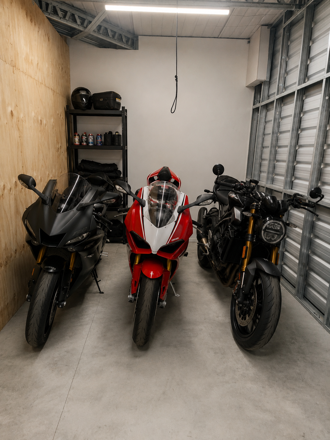 Secure indoor motorbike storage at Myt4you Storage Ravenswood with enclosed storage units, individual alarms and 24/7 access.