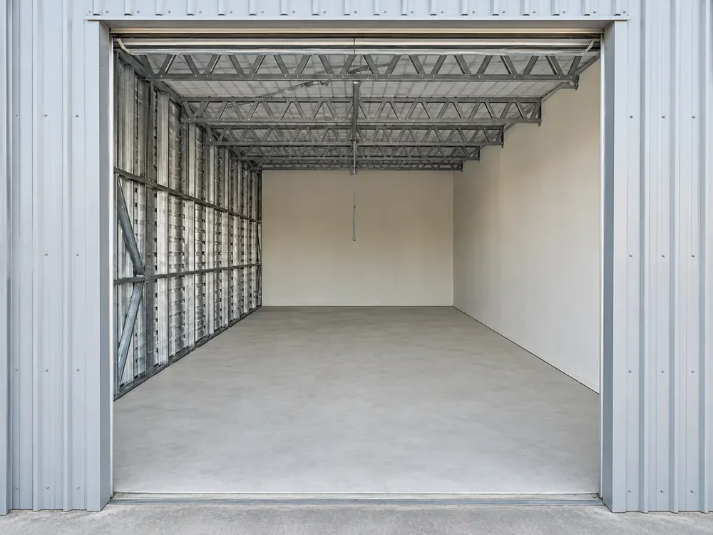 Inside the 45 square metre large storage unit at Myt4you Storage Ravenswood