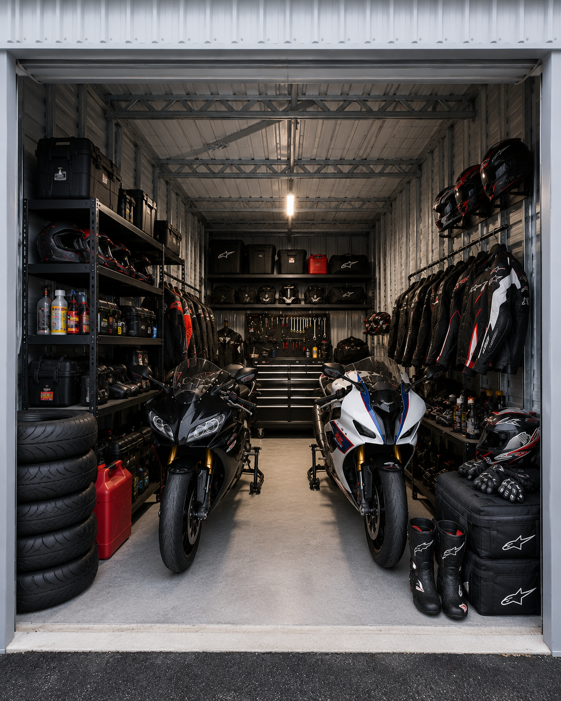 Premium indoor motorbike storage at Myt4you Storage Ravenswood with secure enclosed units, 24/7 access and individual alarms.