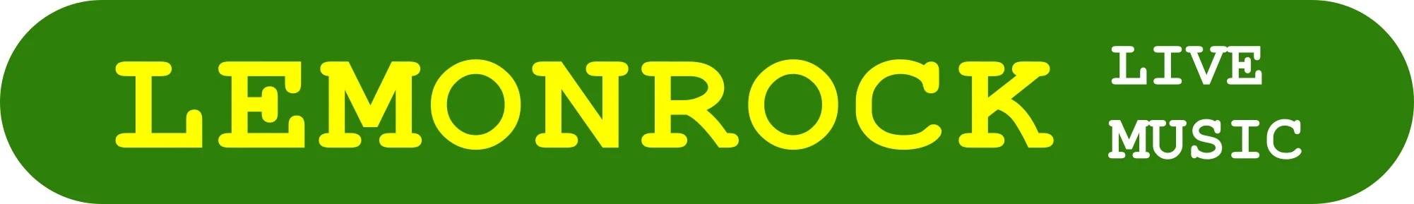 Green oval sign with yellow text reading "LEMONROCK" and white text reading "LIVE MUSIC".