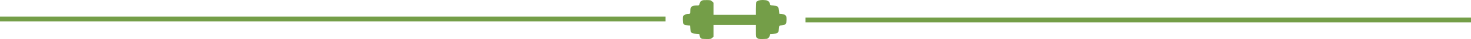A green barbell with a weight plate on each end.