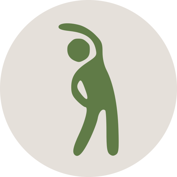 Silhouette of a person stretching with one arm raised overhead illustrating mobility support