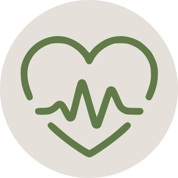 Illustration of a heart with a heartbeat line inside it highlighting GLP-1 support