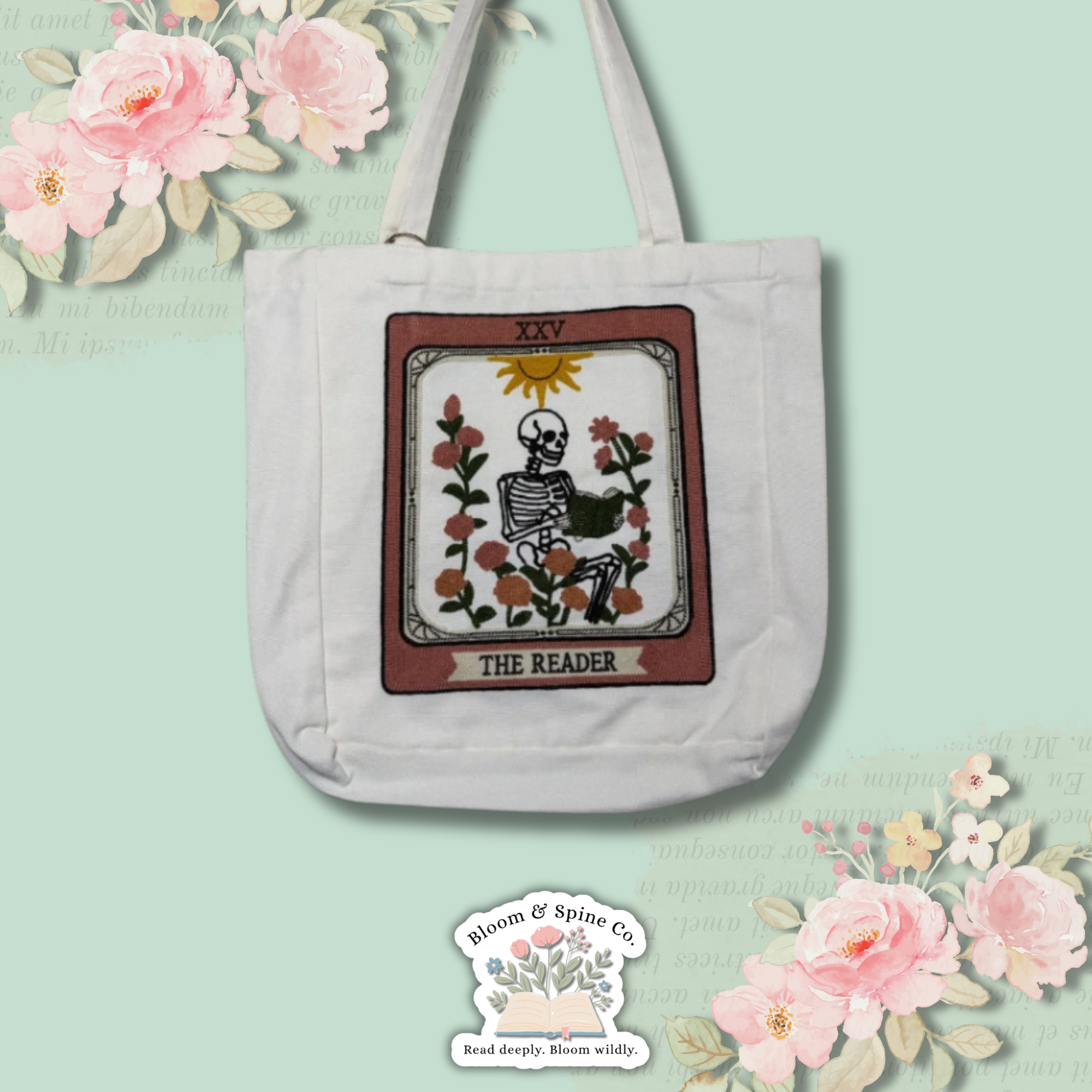The Reader Skull Tarot Card Tote Bag (Copy)