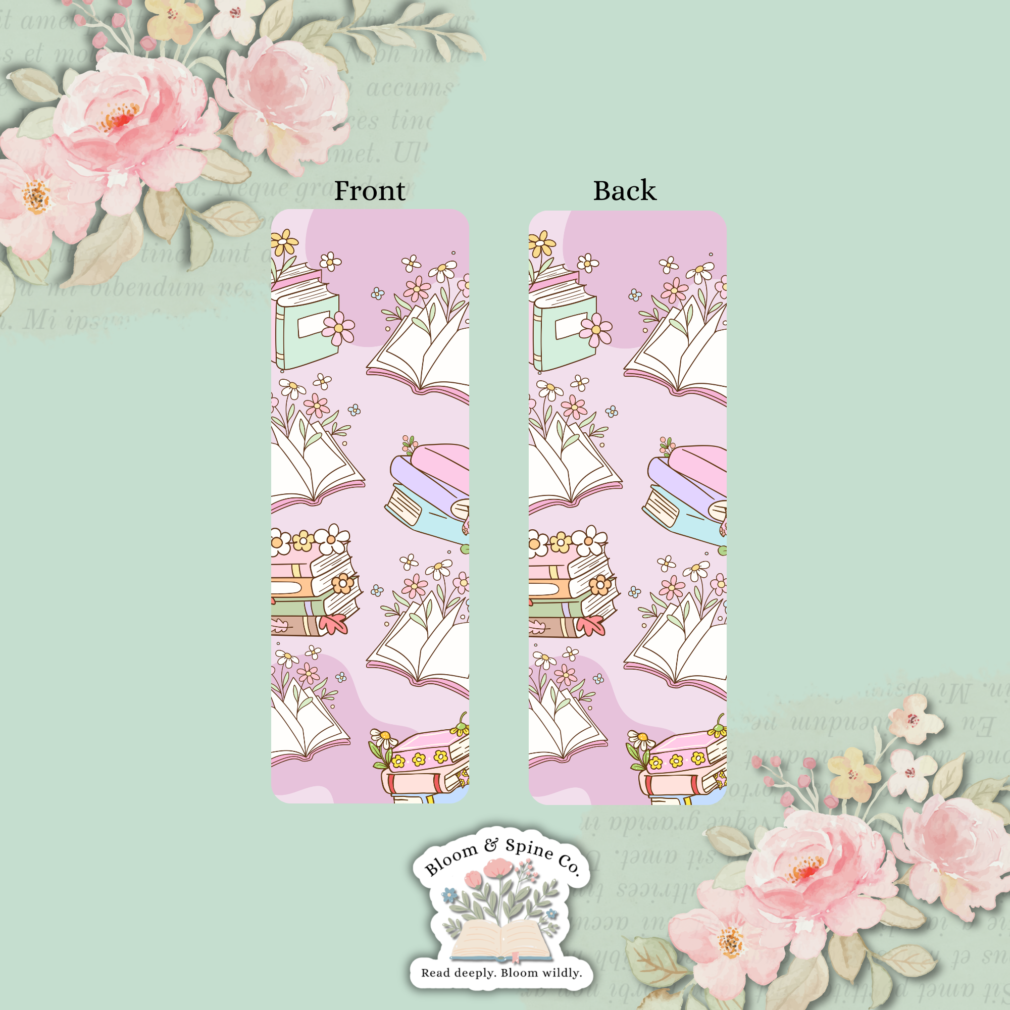 Stacked Books Pink Bookmark