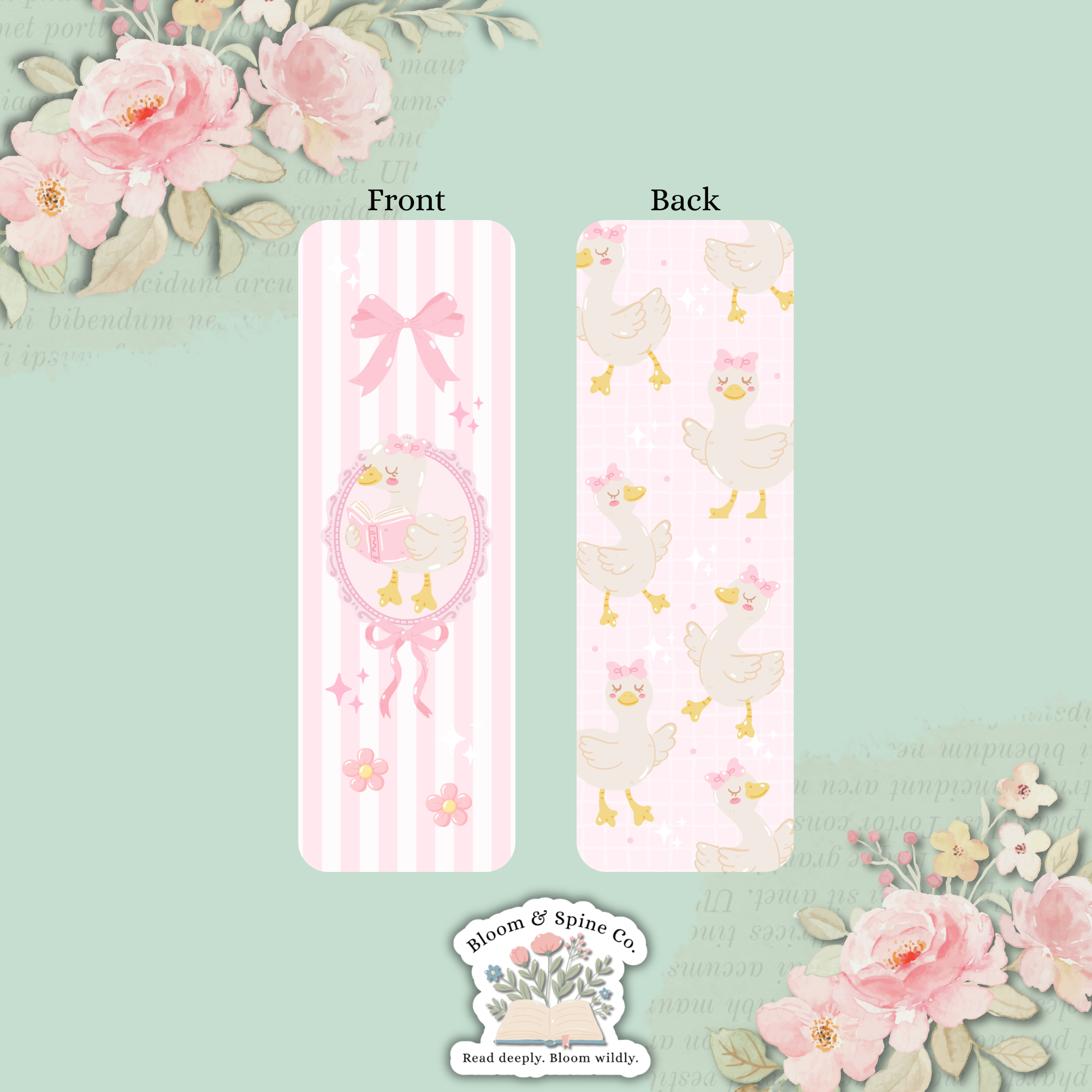 Pink Reading Duck Bookmark