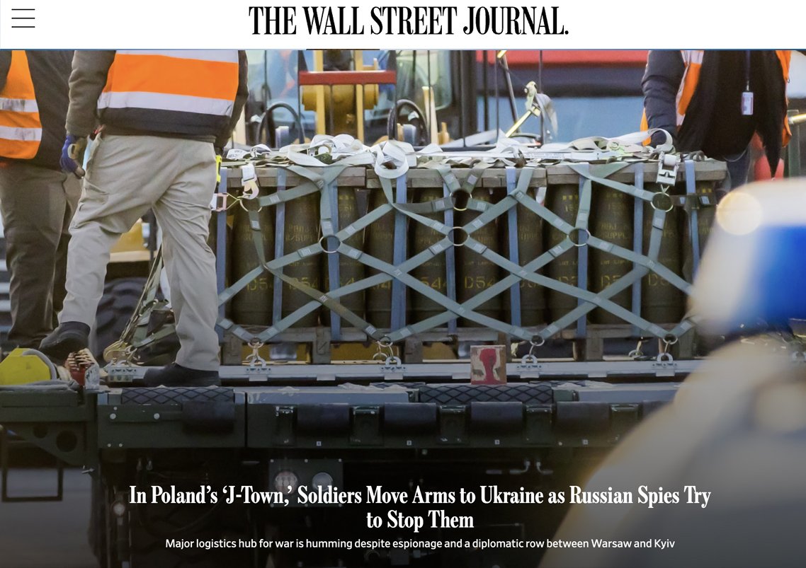 "In Poland’s ‘J-Town,’ Soldiers Move Arms to Ukraine as Russian Spies Try to Stop Them," Wall Street Journal, September 30, 2024