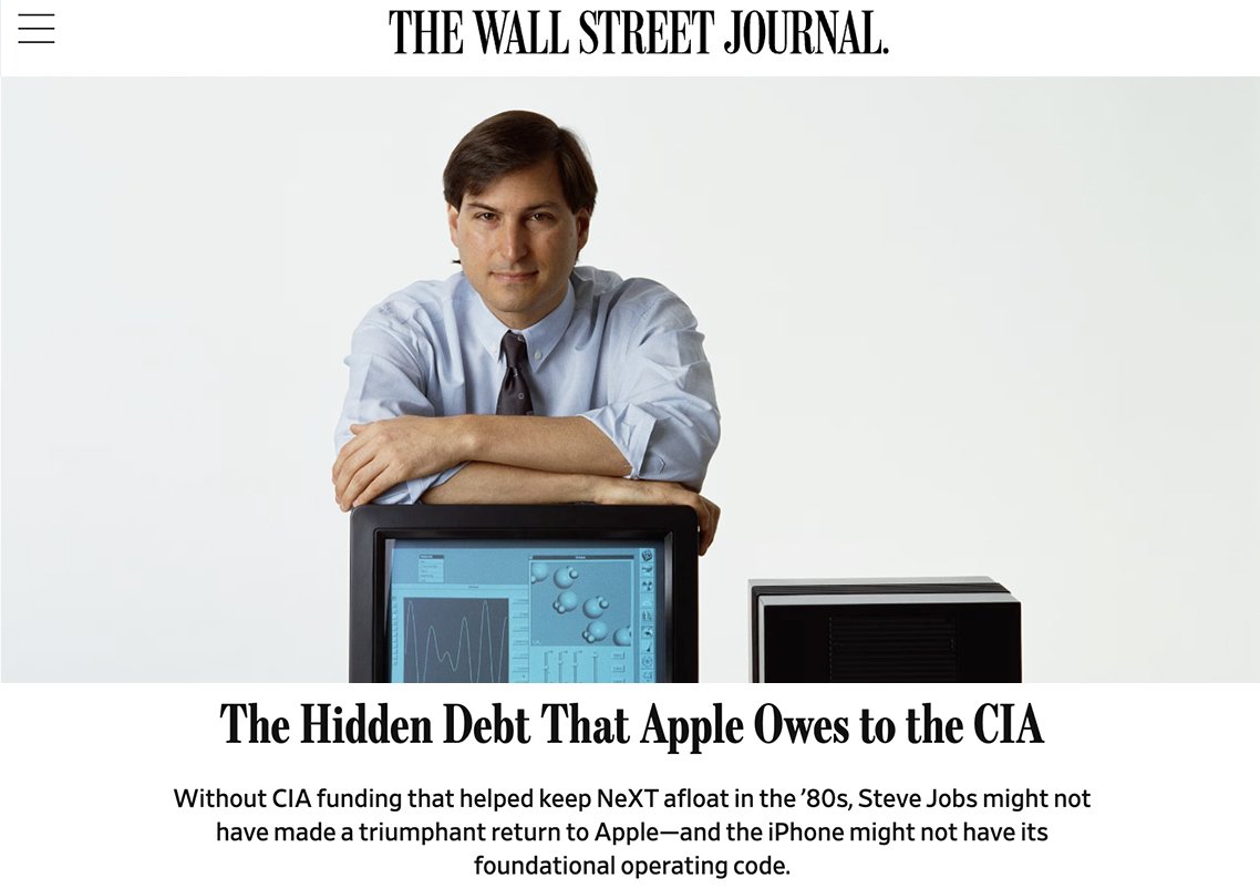 "The Hidden Debt That Apple Owes to the CIA," Wall Street Journal, August 19, 2026