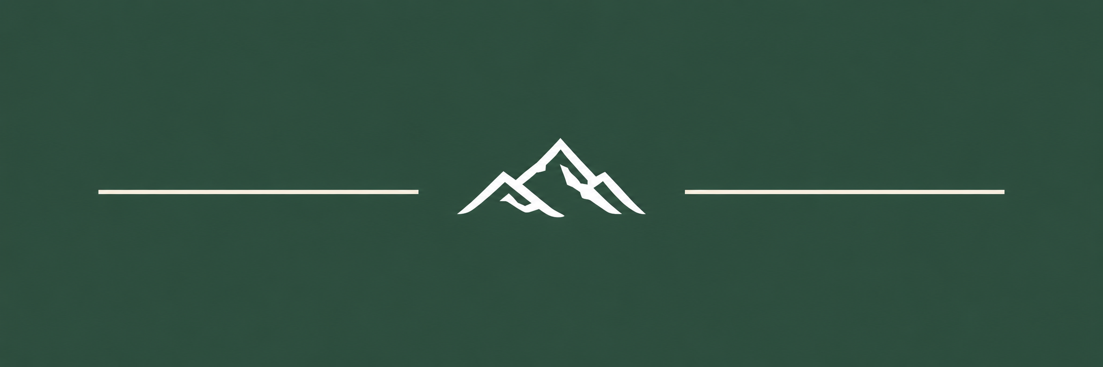 Minimalist mountain logo with green background and white lines.
