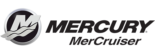 Mercury Mercruiser logo with black and white design