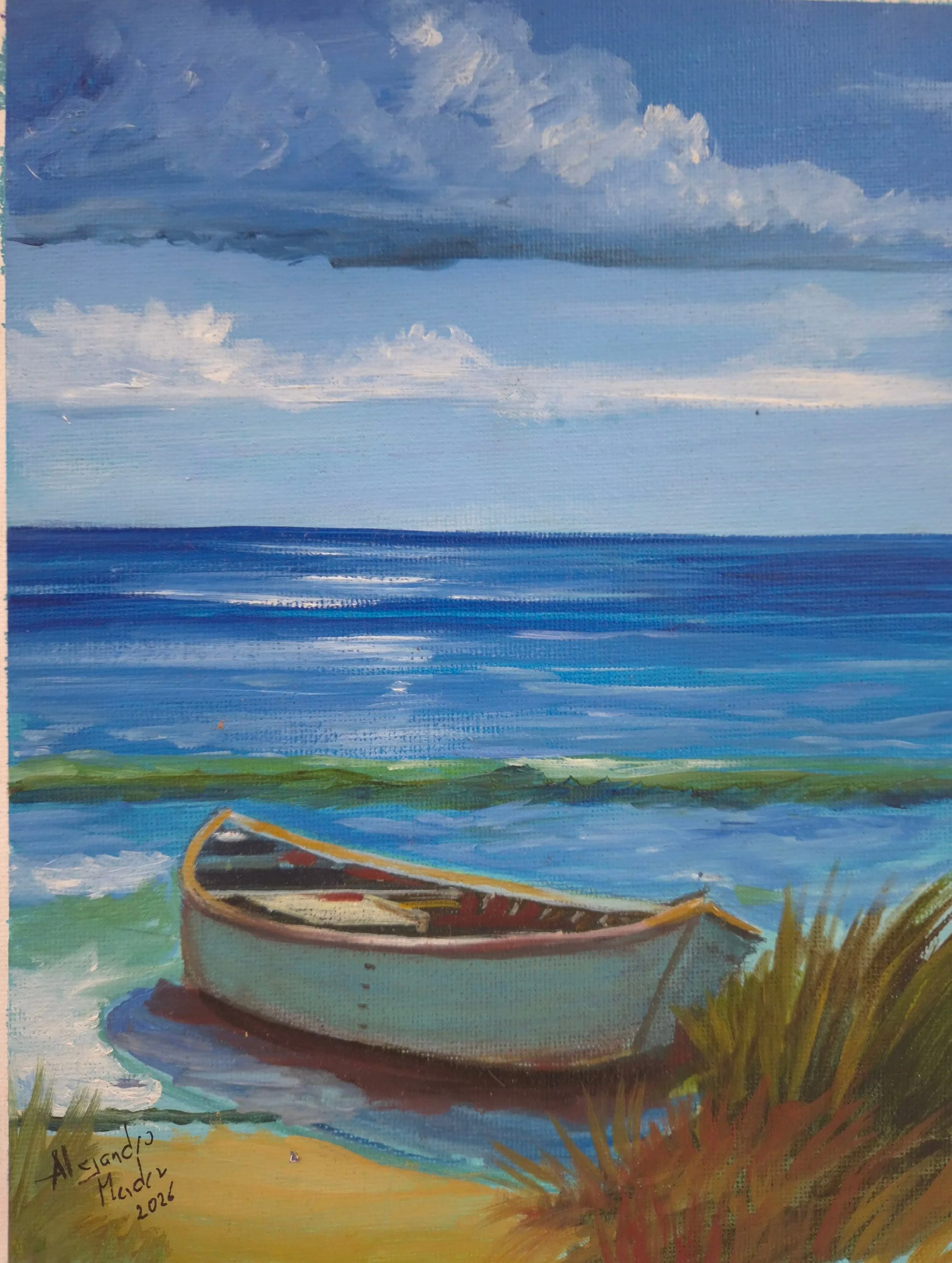 Esperando en el Puerto  

Author: Alejandro Mendez  

Technique: Oil on Canvas  

Size: 27x20 cm  

Price: $70