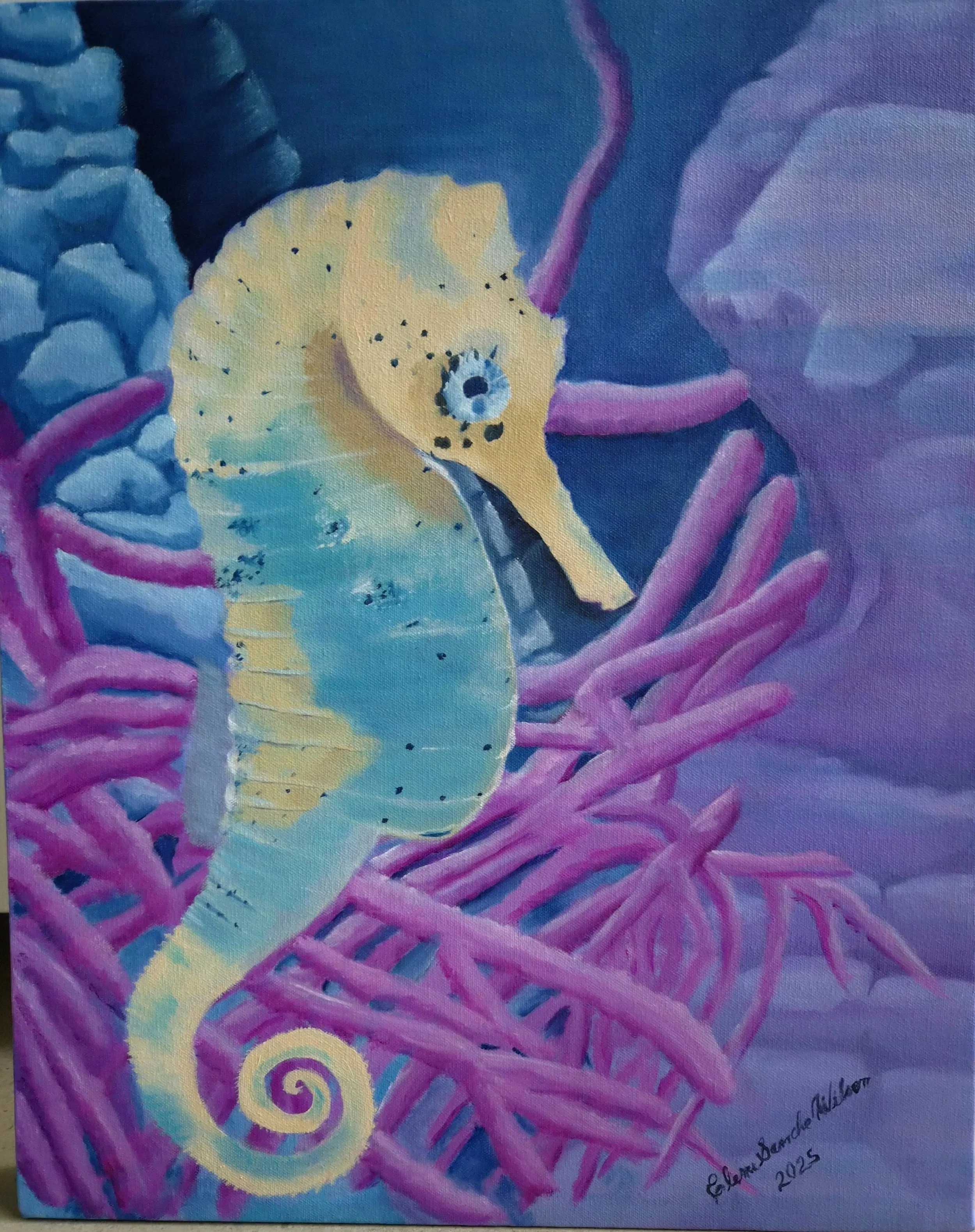 Caballito de Mar Frio  

Author: Elena Sancho  

Technique: Oil on Canvas  

Size:  cm  

Price: $450