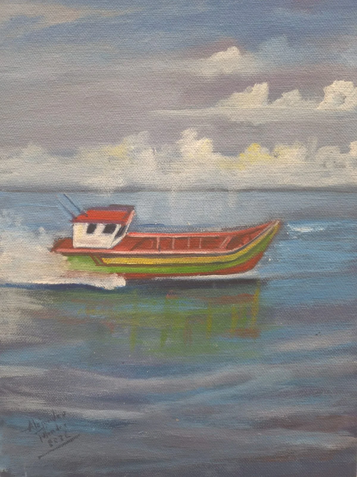 De pesca  

Author: Alejandro Mendez  

Technique: Oil on Canvas  

Size:  27x20 cm  

Price: $70