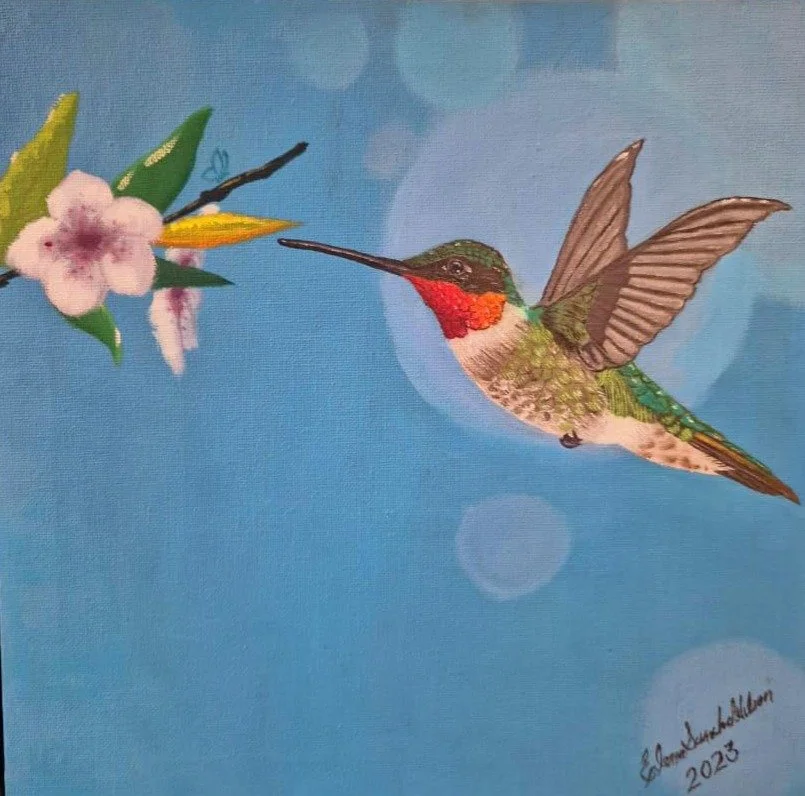 Diptych Colibri en Flor 2  

Author: Elena Sancho  

Technique: Oil on Canvas  

Size:  cm  

Price: $250