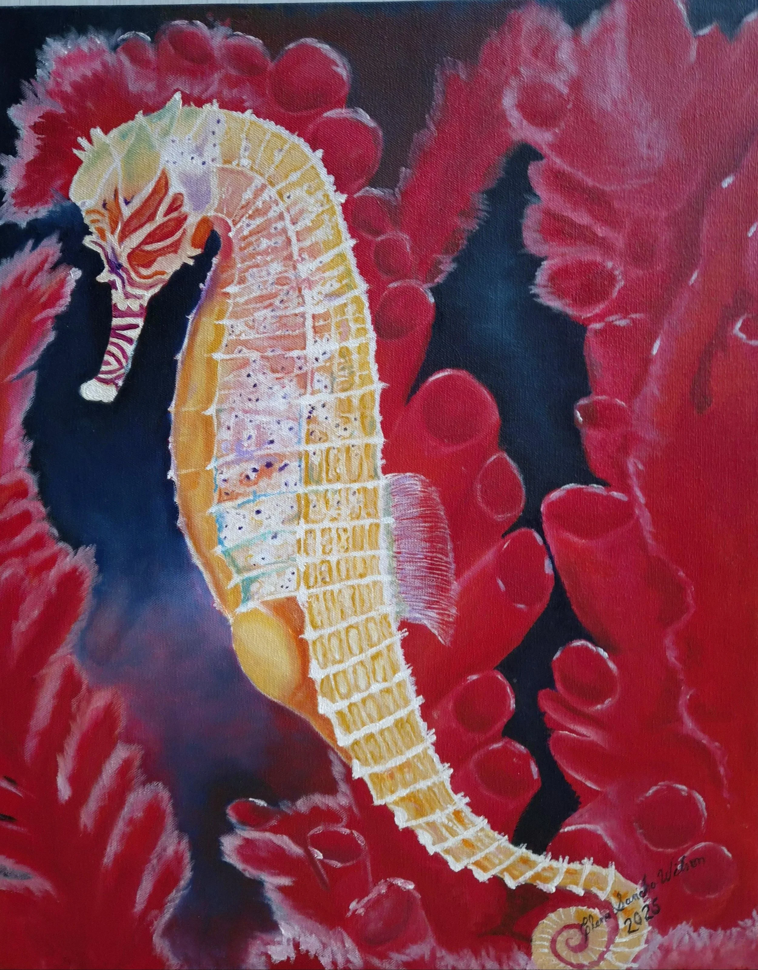 Caballito de Mar Caliente  

Author: Elena Sancho  

Technique: Oil on Canvas  

Size:  cm  

Price: $450 