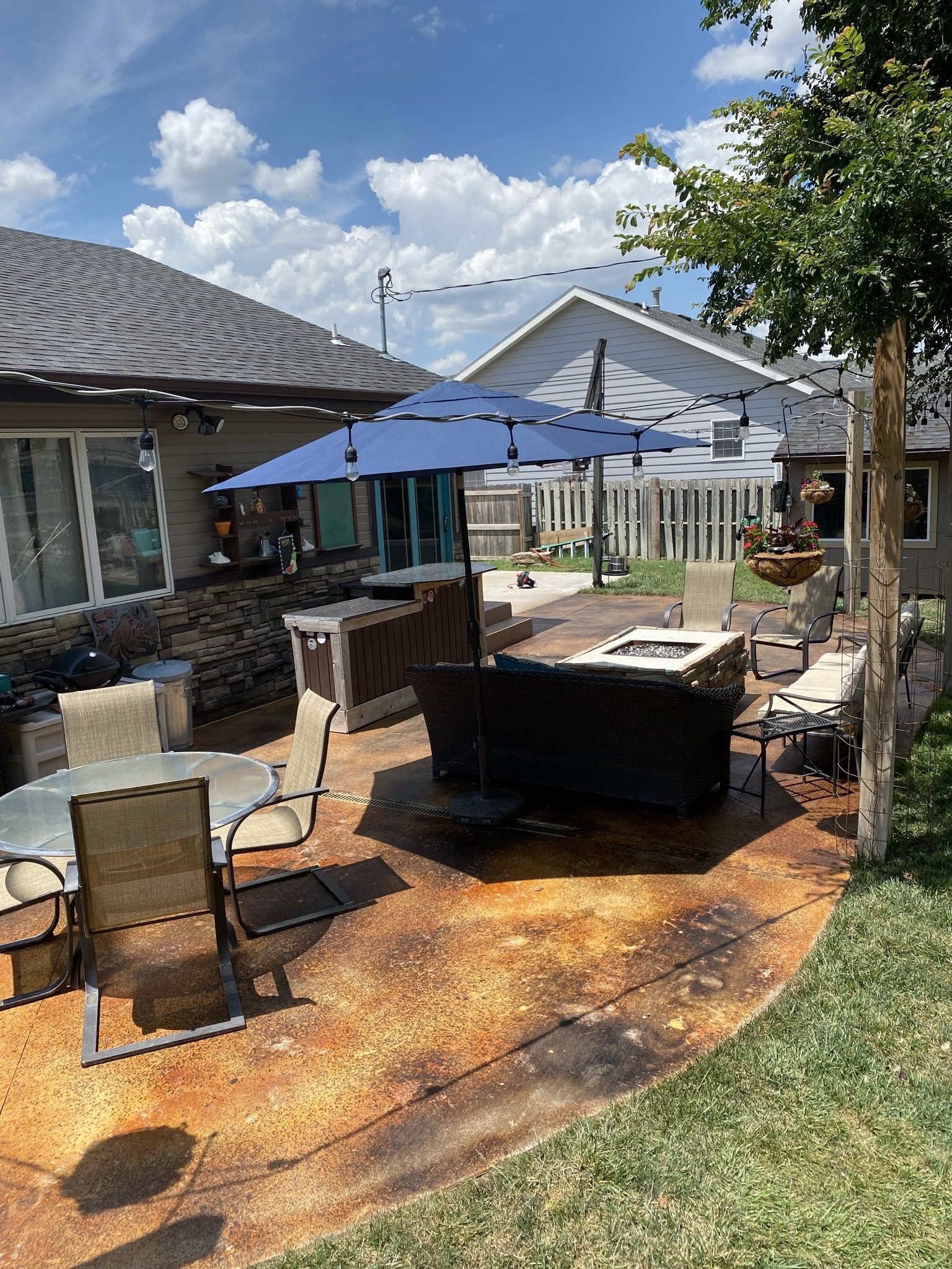 Concrete patio with a stained finish