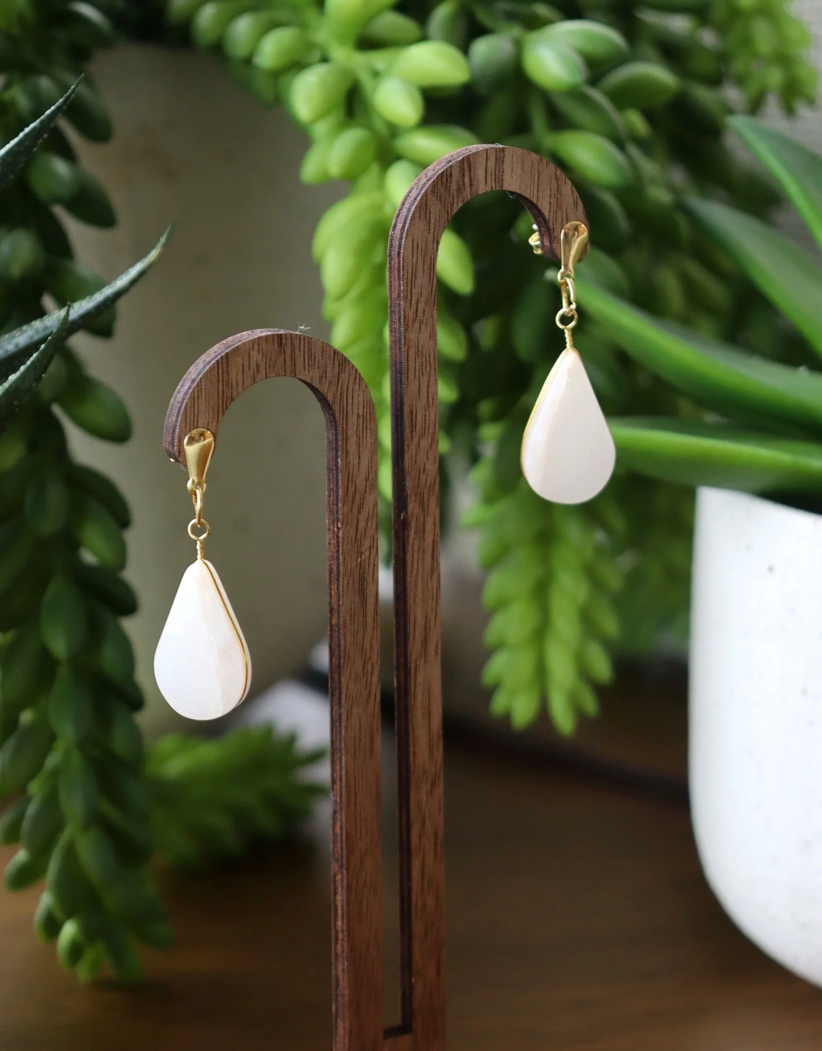 Darling White Agate Earrings