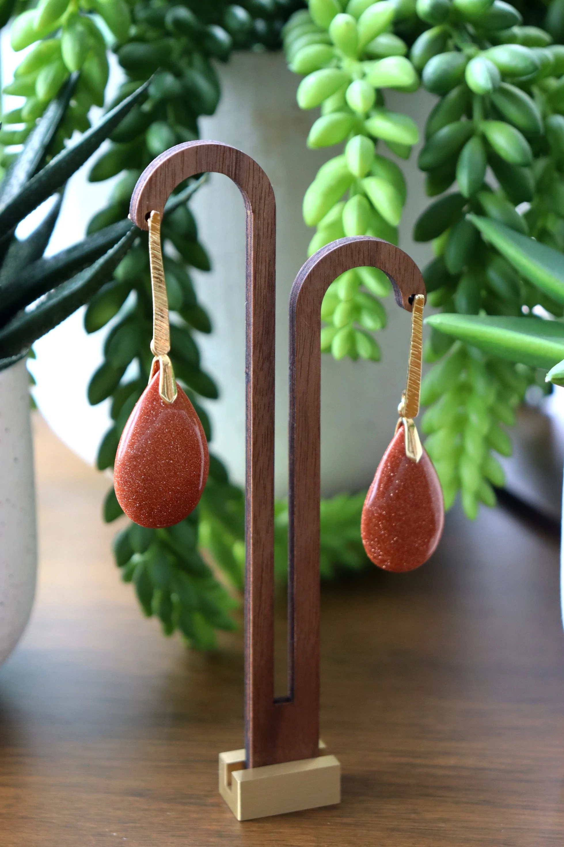 Goldstone Teardrop Earrings