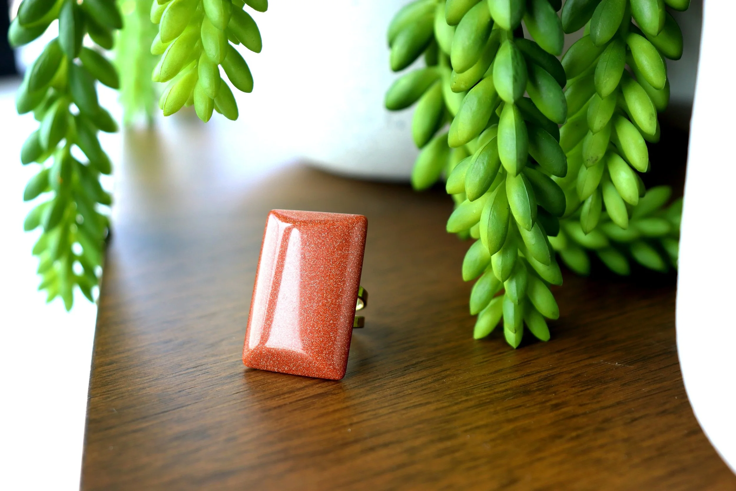 Red Goldstone Wireless Ring