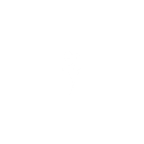 Minimalist white line drawing of a flower on a black background.