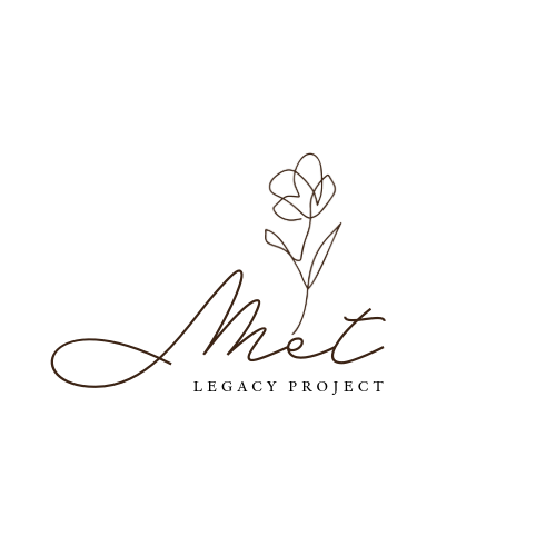 A minimalist logo with a line drawing of a flower above the text 'Met' and 'Legacy Project' underneath.