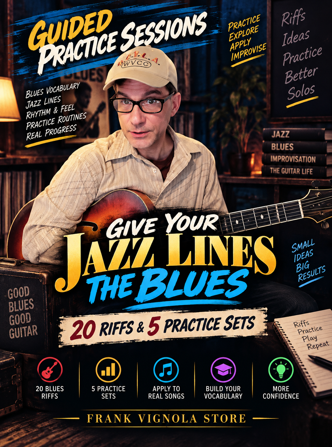 Guided Practice Sessions: Give Your Jazz Lines the Blues | 20 Riffs & 5 Practice Sets
