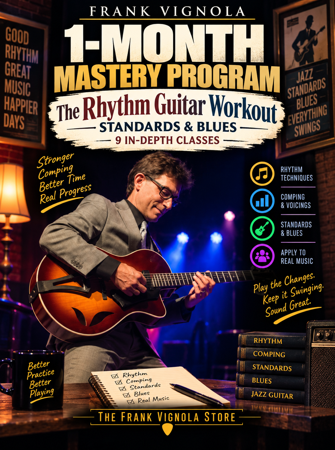 1-Month Mastery Program: The Rhythm Guitar Workout — Standards & Blues | 9 In-Depth Classes