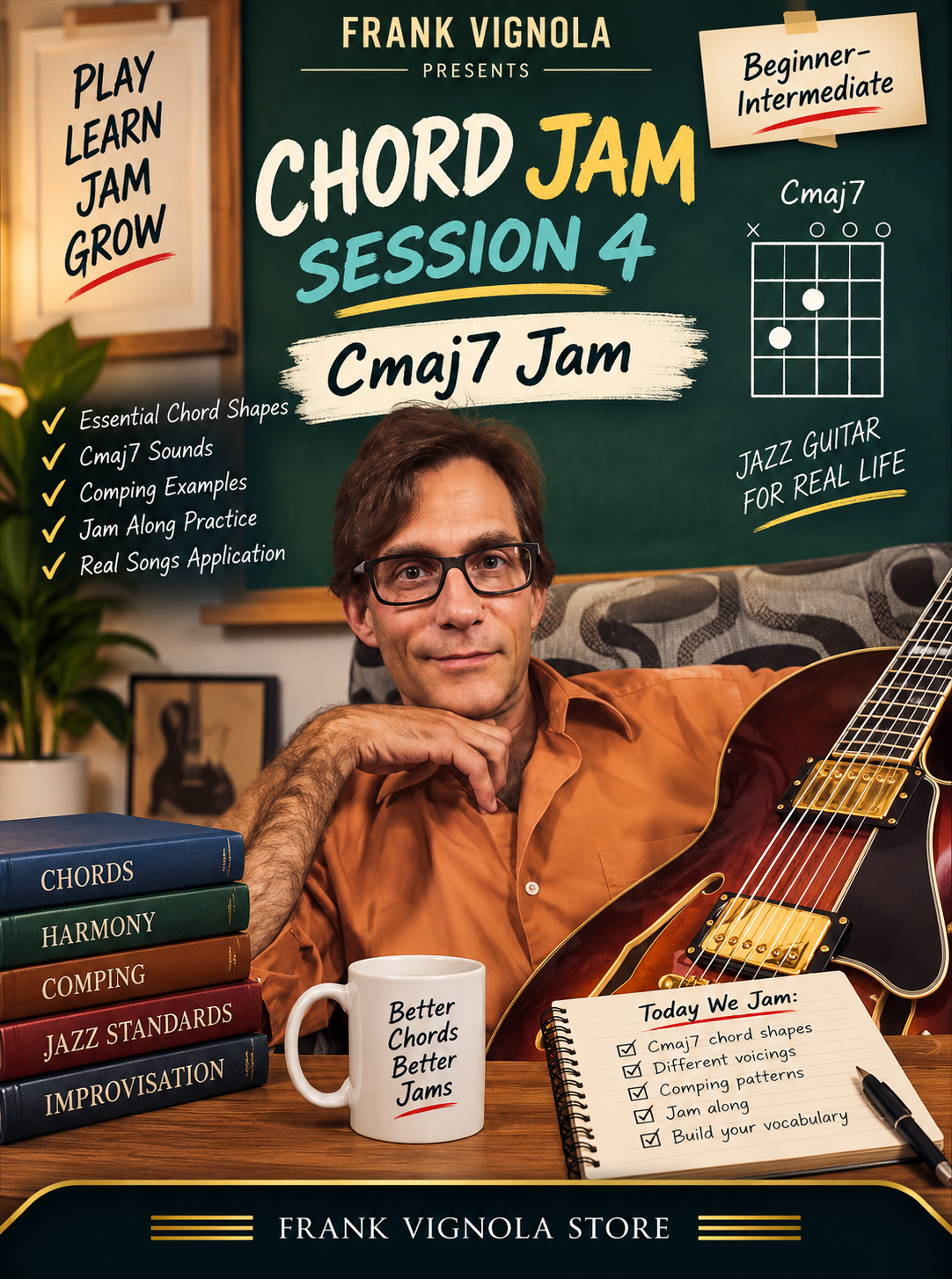 Beginner-Intermediate Chord Jam Session 4: Cmaj7 Jam