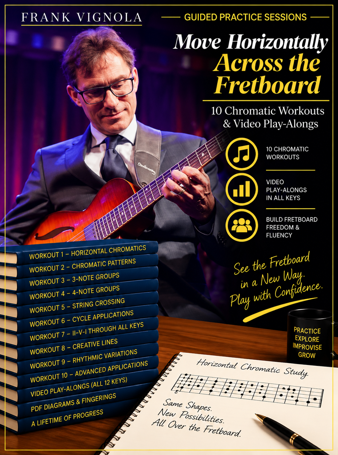 Guided Practice Sessions: Move Horizontally Across the Fretboard | 10 Chromatic Workouts & Video Play-Alongs