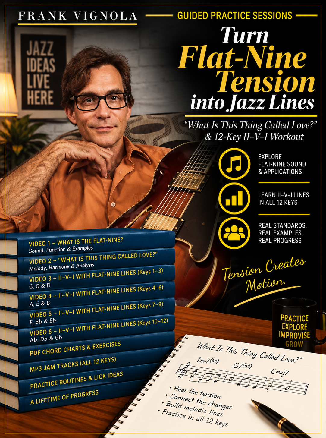 Guided Practice Sessions: Turn Flat-Nine Tension Into Jazz Lines | 6 Videos, 12-Key II–V–I Workout & “What Is This Thing Called Love?”