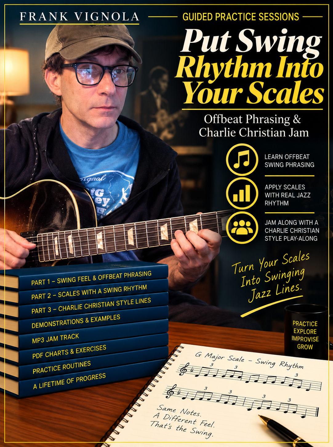 Guided Practice Sessions: Put Swing Rhythm Into Your Scales | Offbeat Phrasing & Charlie Christian Jam
