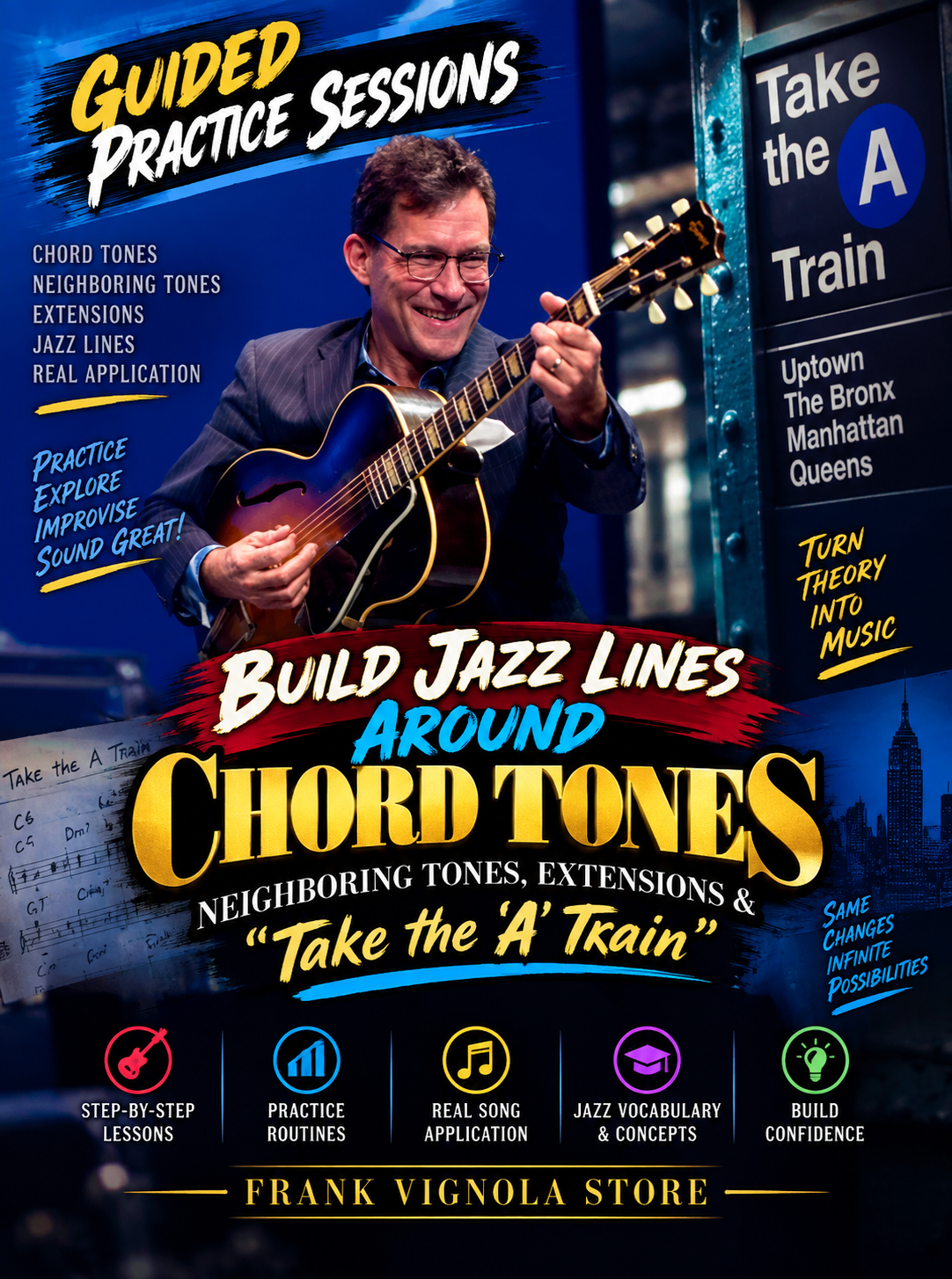 Guided Practice Sessions: Build Jazz Lines Around Chord Tones | Neighboring Tones, Extensions & “Take the A Train”