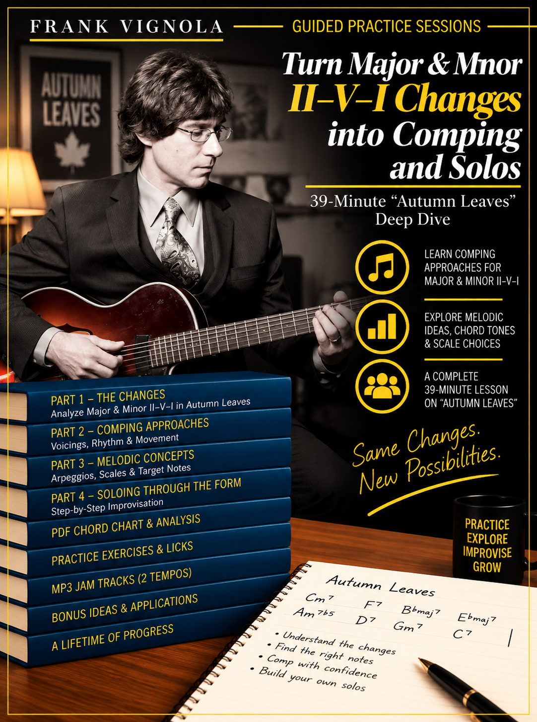 Guided Practice Sessions: Turn Major & Minor II–V–I Changes Into Comping & Solos | 39-Minute “Autumn Leaves” Deep Dive