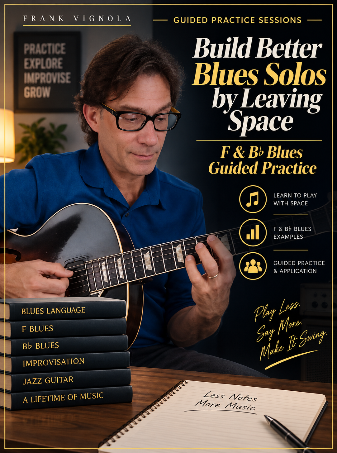 Guided Practice Sessions: Build Better Blues Solos by Leaving Space | F & B♭ Blues Guided Practice