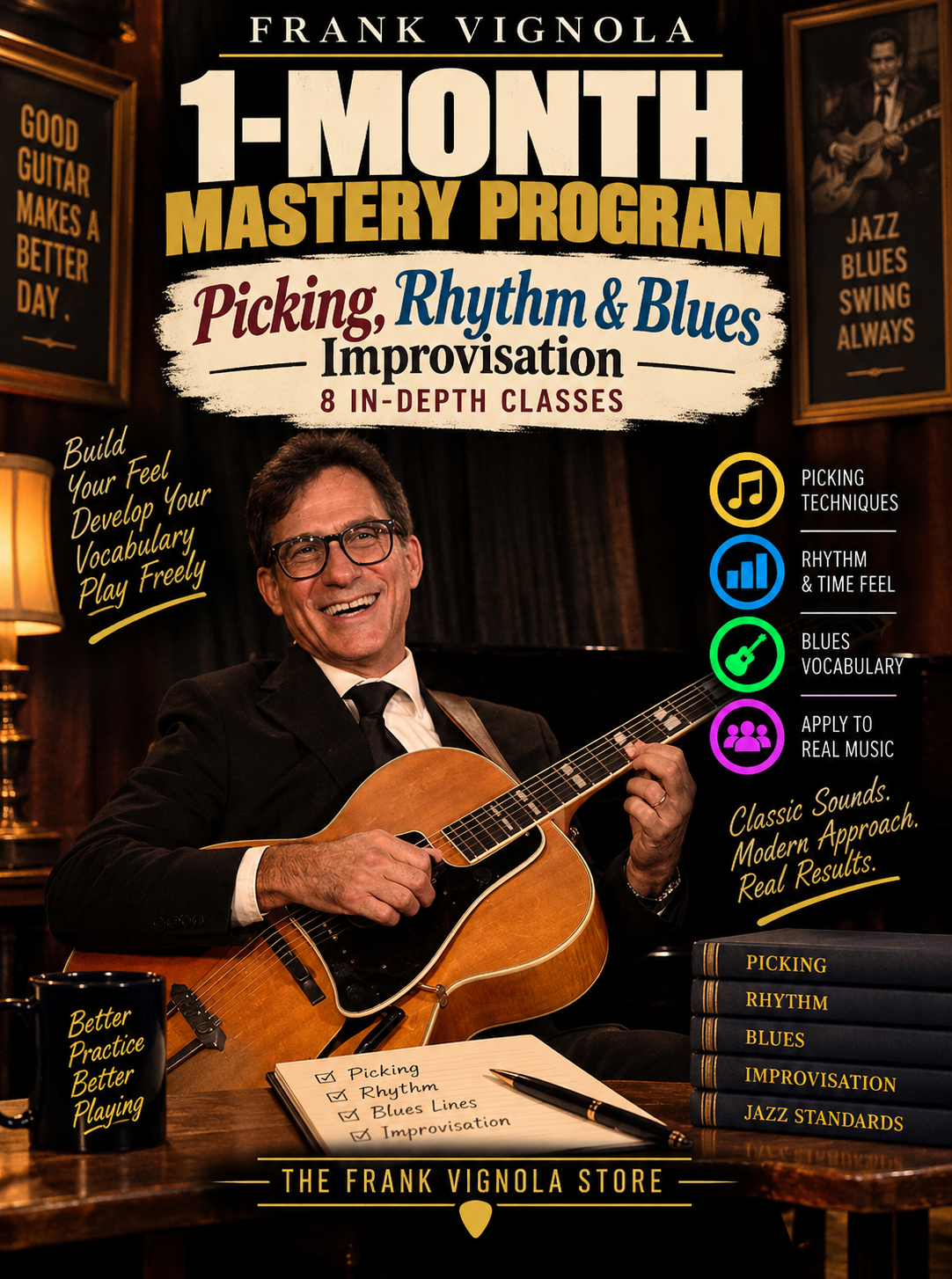 1-Month Mastery Program: Picking, Rhythm & Blues Improvisation | 8 In-Depth Classes