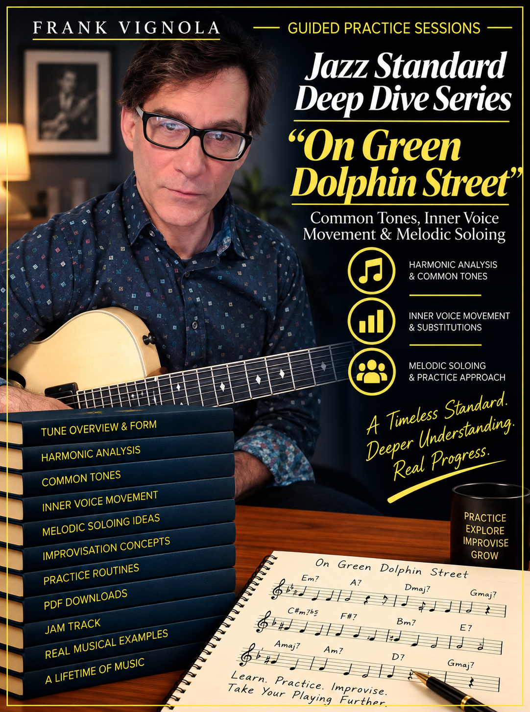 Guided Practice Sessions: Jazz Standard Deep Dive — “On Green Dolphin Street” | Common Tones, Inner Voice Movement & Melodic Soloing