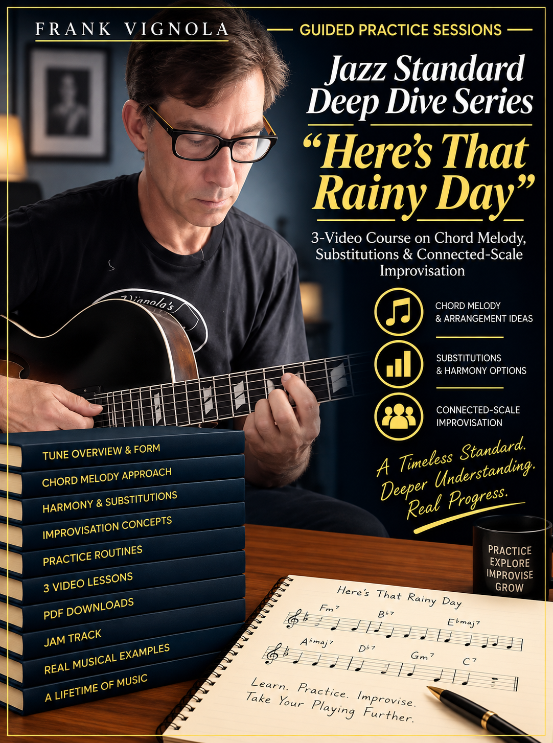 Guided Practice Sessions: “Here’s That Rainy Day” | 3 Videos, Chord Melody, Substitutions & Improvisation