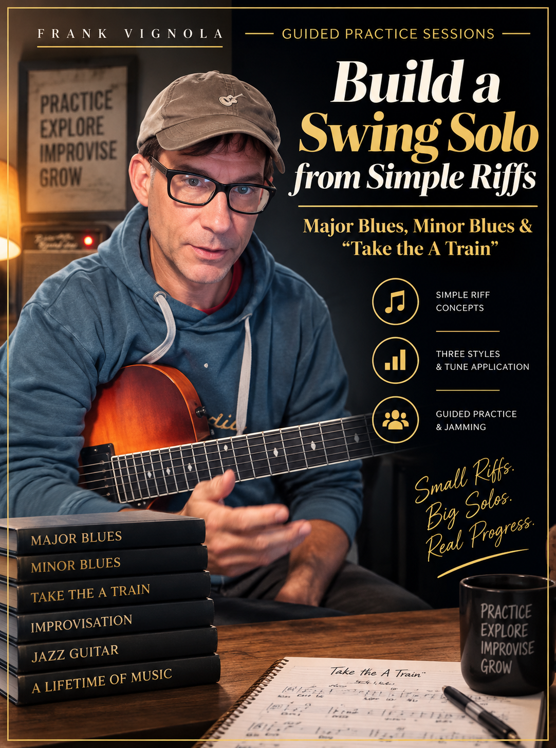 Guided Practice Sessions: Build a Swing Solo from Simple Riffs | Major Blues, Minor Blues & “Take the A Train”