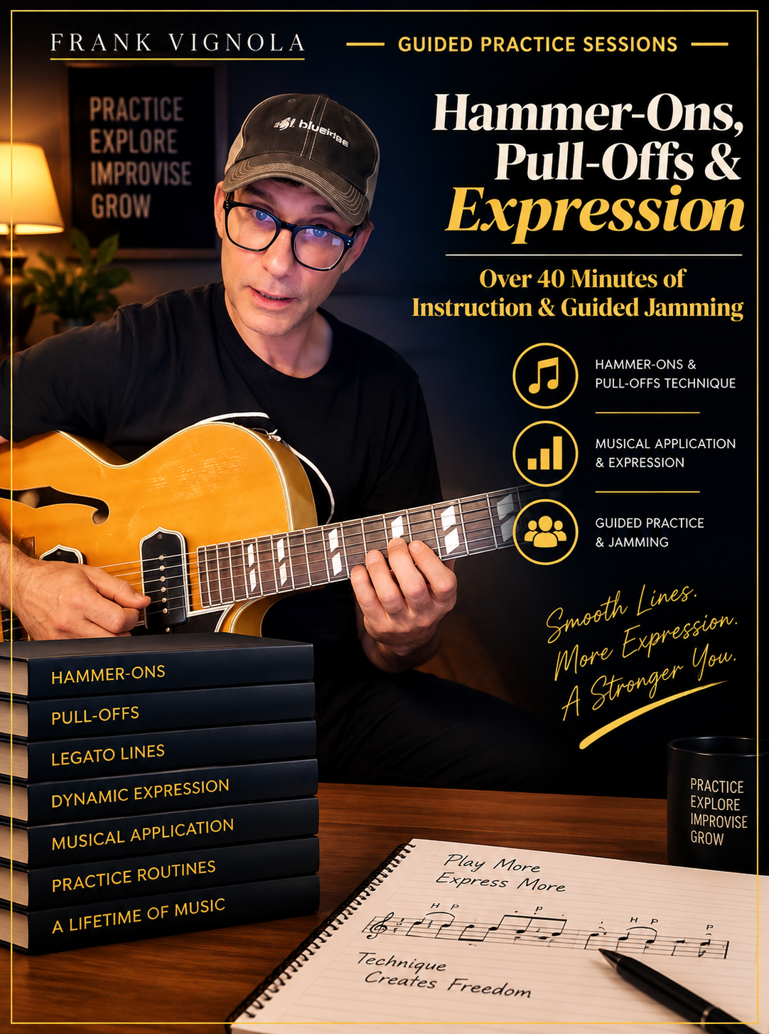 Guided Practice Sessions: Hammer-Ons, Pull-Offs & Expression | 40+ Minutes of Instruction & Guided Jamming