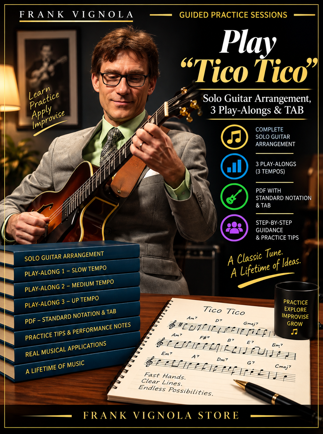Guided Practice Sessions: Play “Tico Tico” | Solo Guitar Arrangement, 3 Play-Alongs & TAB