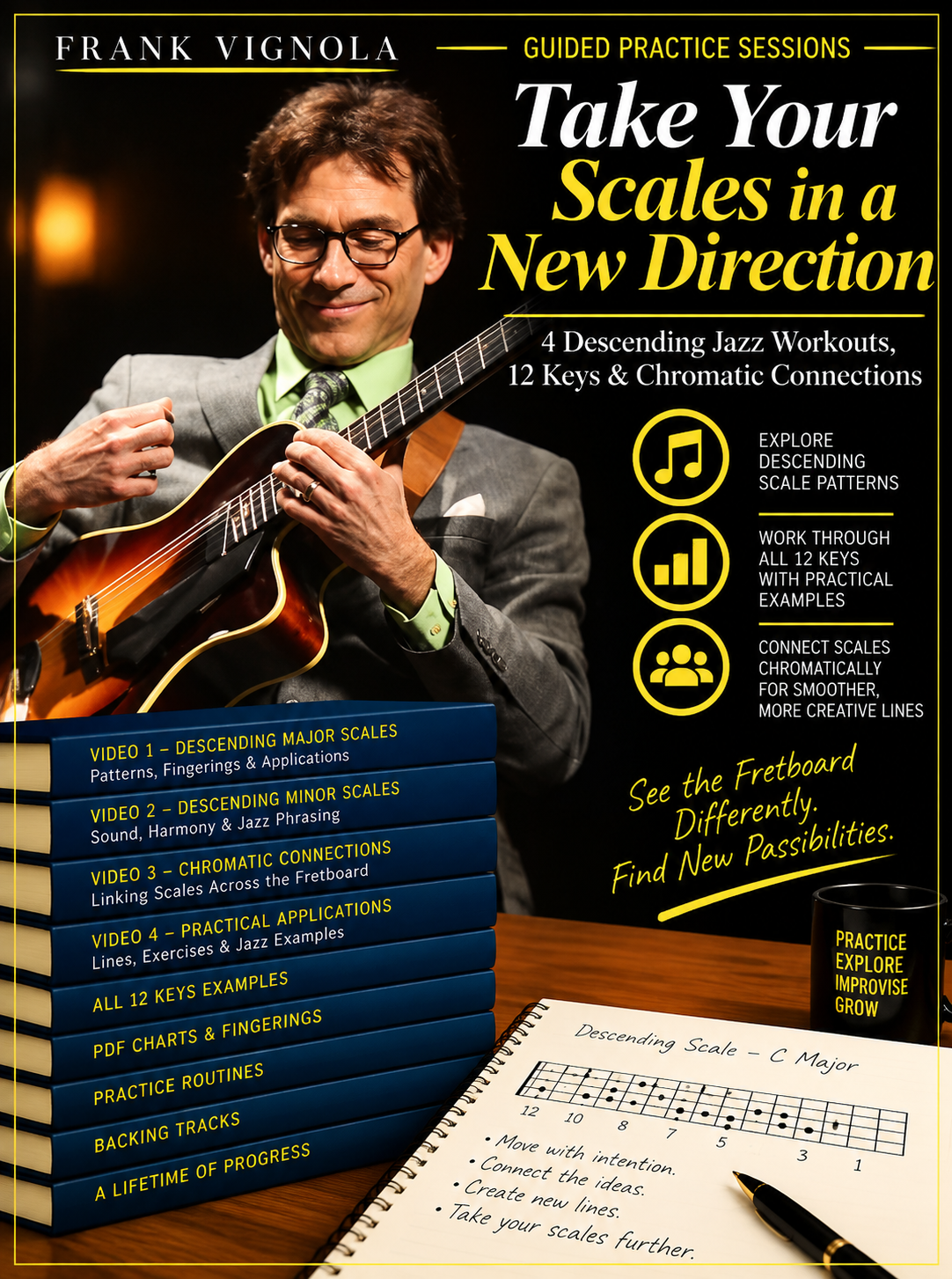 Guided Practice Sessions: Take Your Scales in a New Direction | 4 Descending Jazz Workouts, 12 Keys & Chromatic Connections