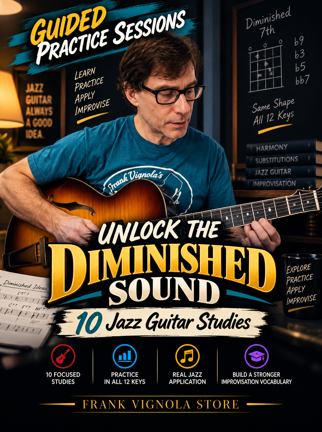 Guided Practice Sessions: Unlock the Diminished Sound | 10 Jazz Guitar Studies in All 12 Keys