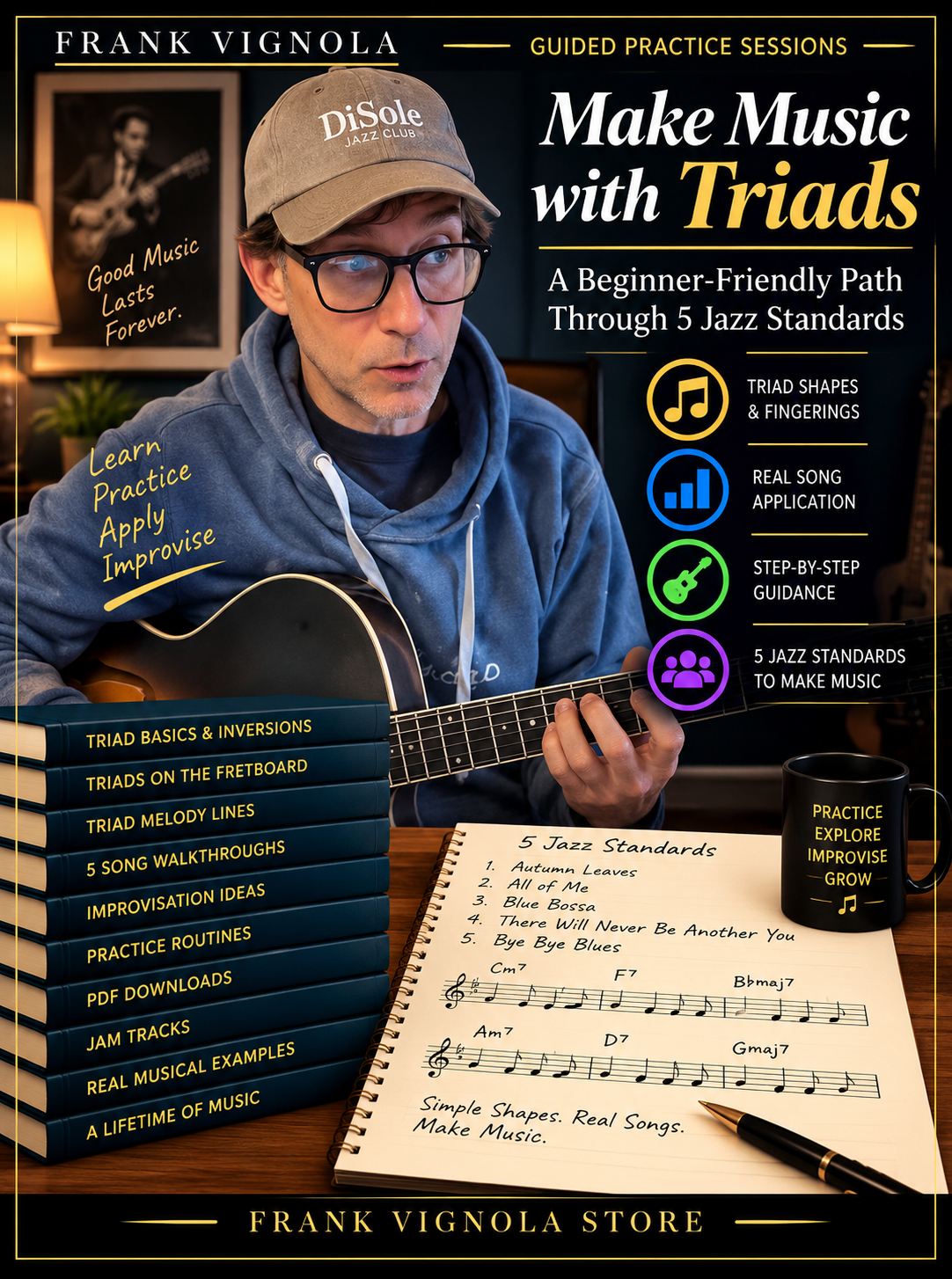 Guided Practice Sessions: Make Music with Triads | 5 Jazz Standards, Inversions & Improvisation