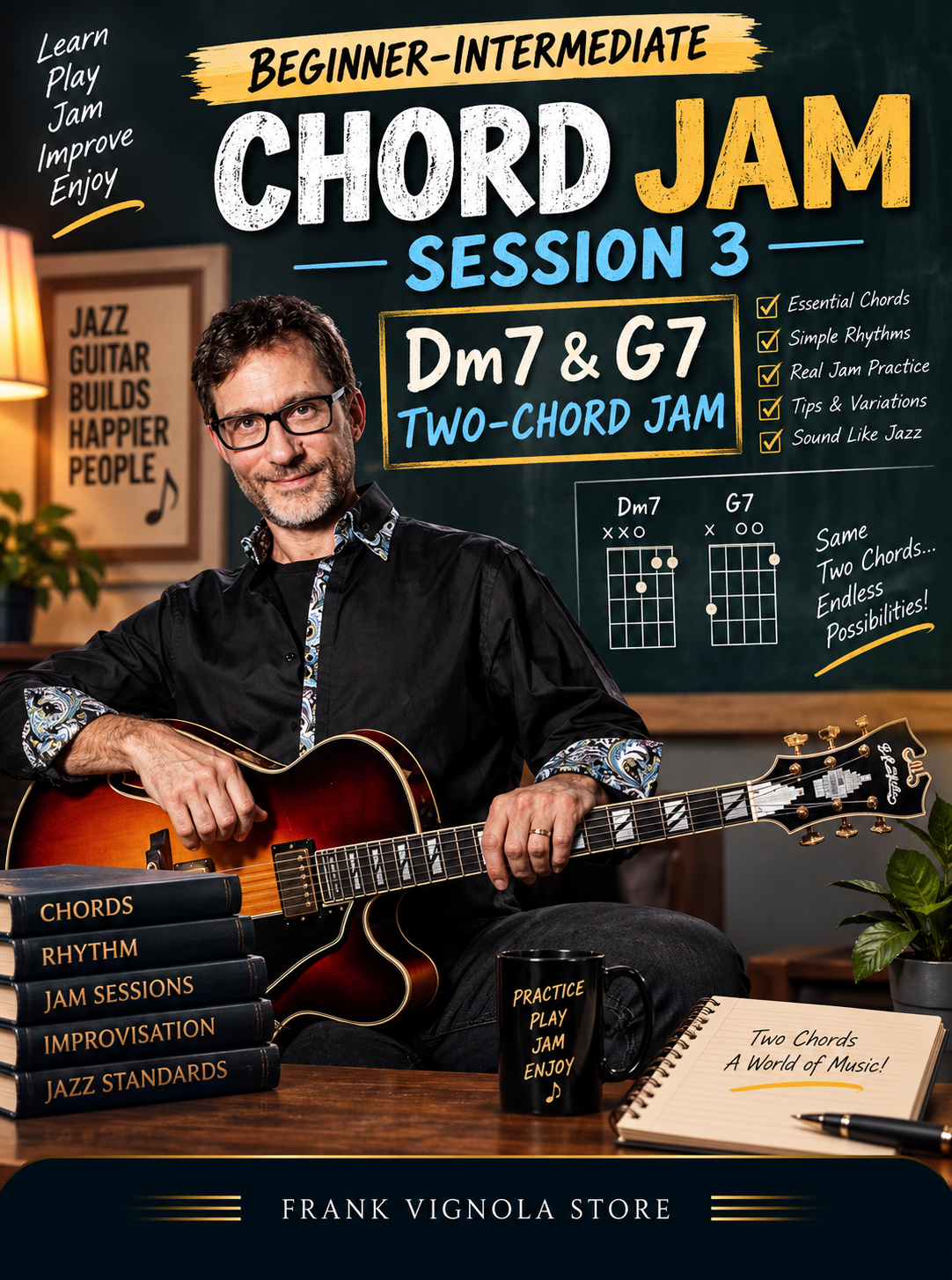 Beginner-Intermediate Chord Jam Session 3: Dm7 & G7 Two-Chord Jam