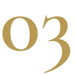 Gold number '03' on a plain white background.