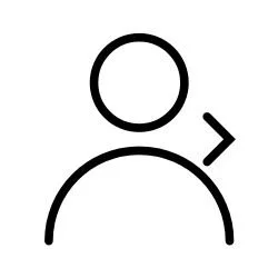 Icon of a person with an arrow pointing right, representing user profile or account.