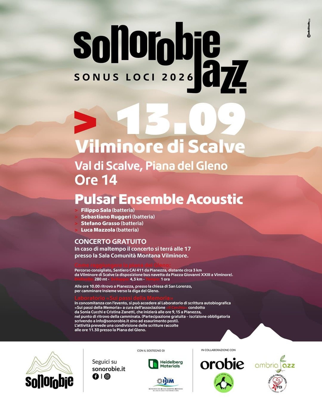 September 13, 2026
Diga del Gleno, Vilminore di Scalve (BG) h14
ACOUSTIC
