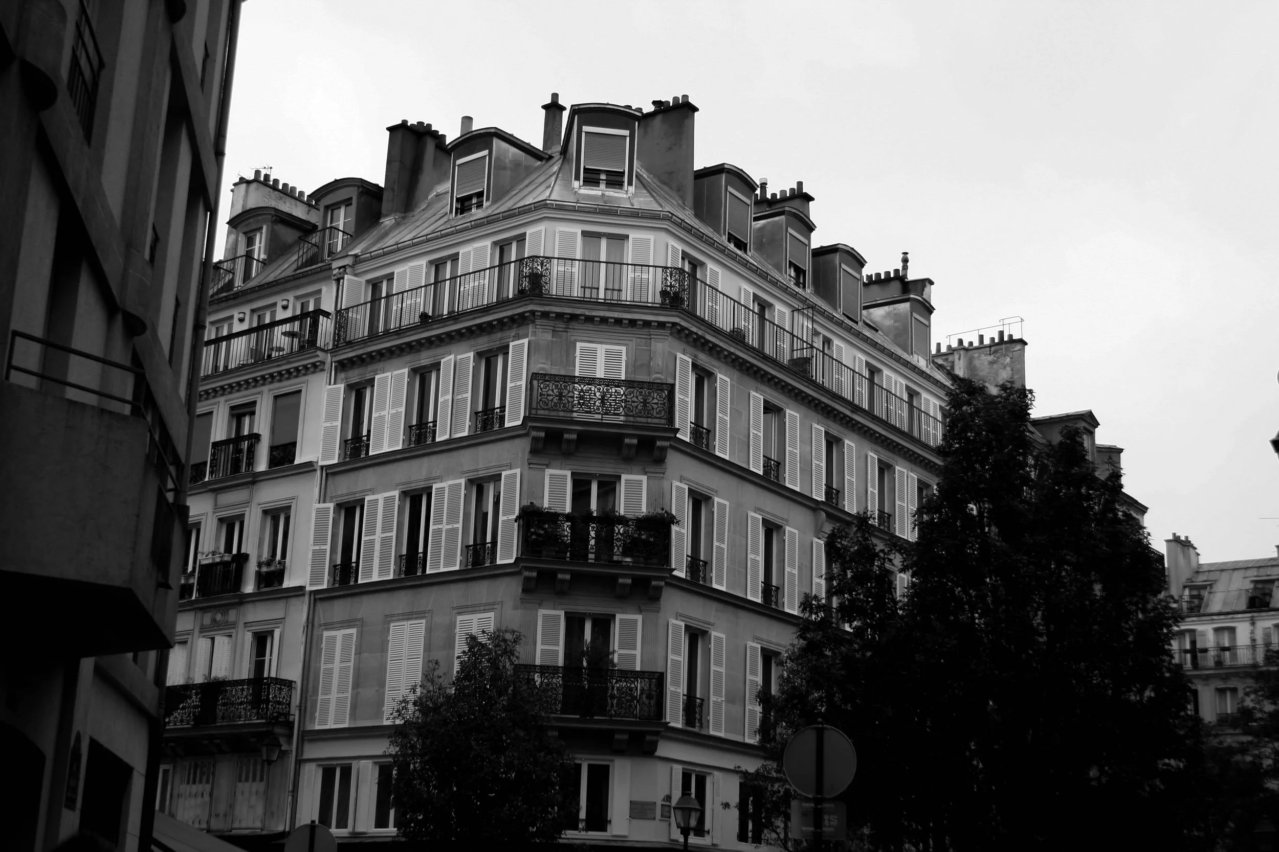 Image of Parisian architecture in black and white