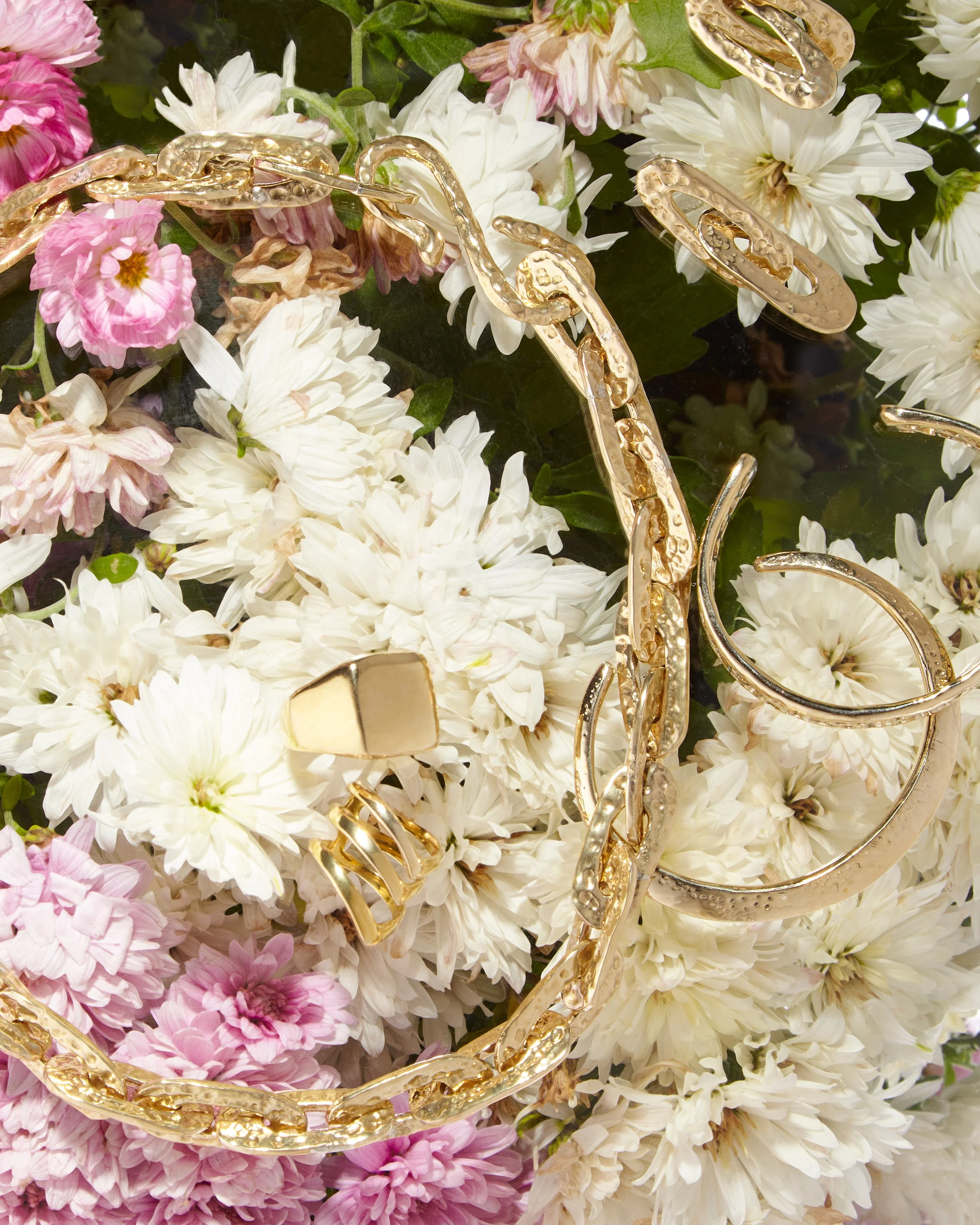 Jewelry Still Life of Florals showcasing product styling by Hope Misterek and Photography, Lighting Gabe Weber